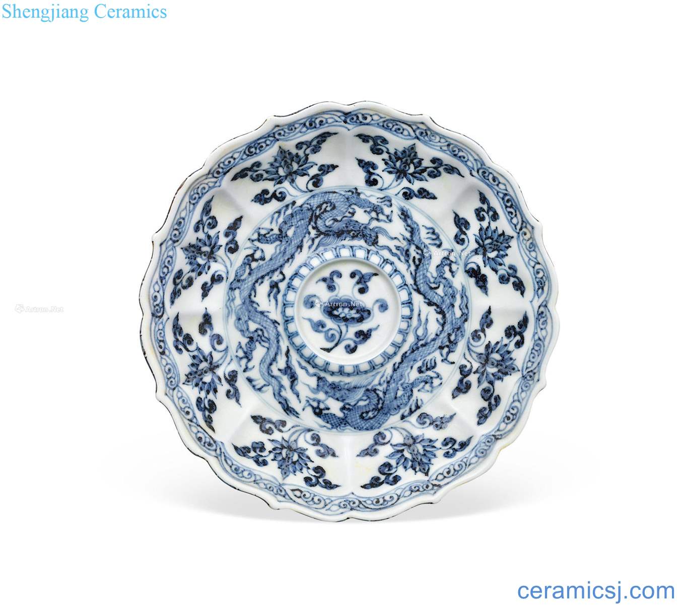 Early Ming dynasty Blue and white fold branch dragon light