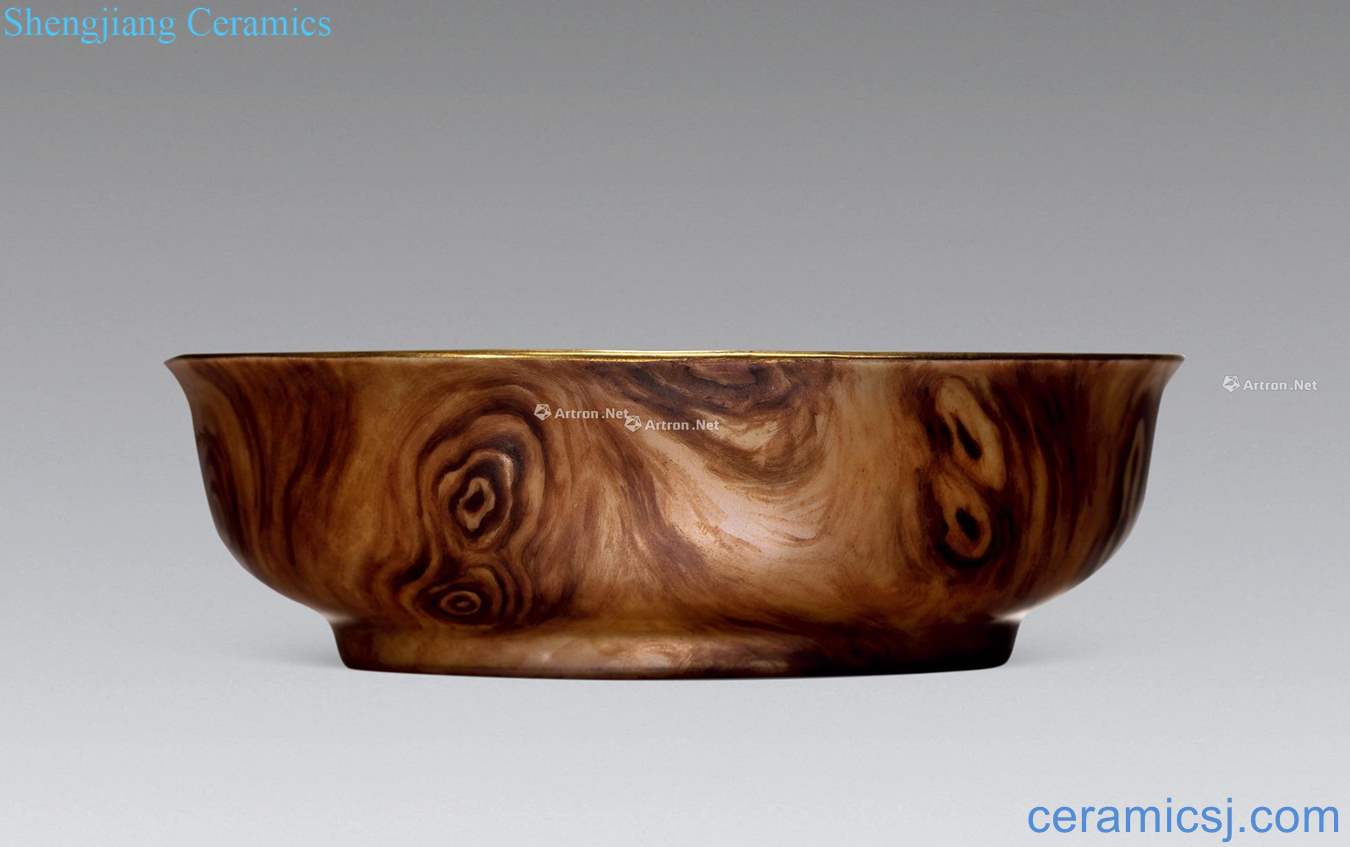 Qing dynasty in the 18th century pastel imitation wood grain paint gold bowls