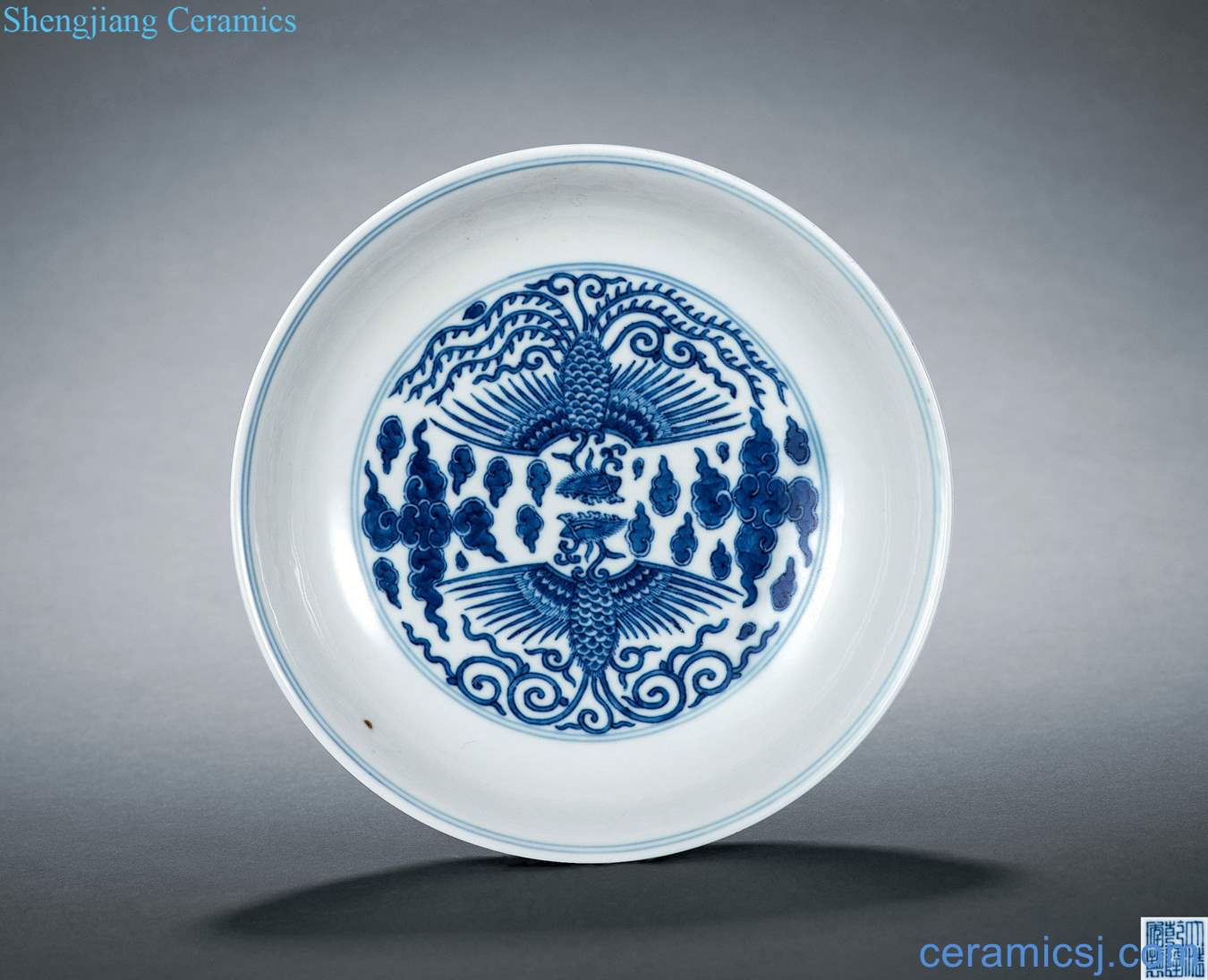 Qing qianlong Blue and white chicken tray
