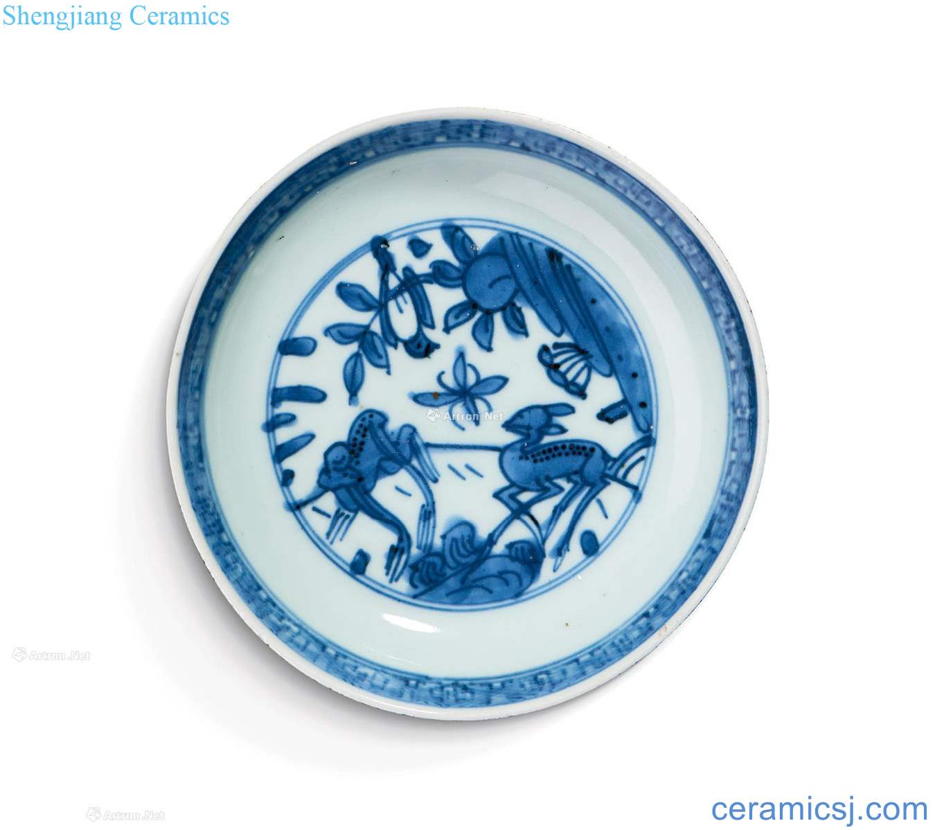 Blue and white "fu lu shou Ming wanli" plate