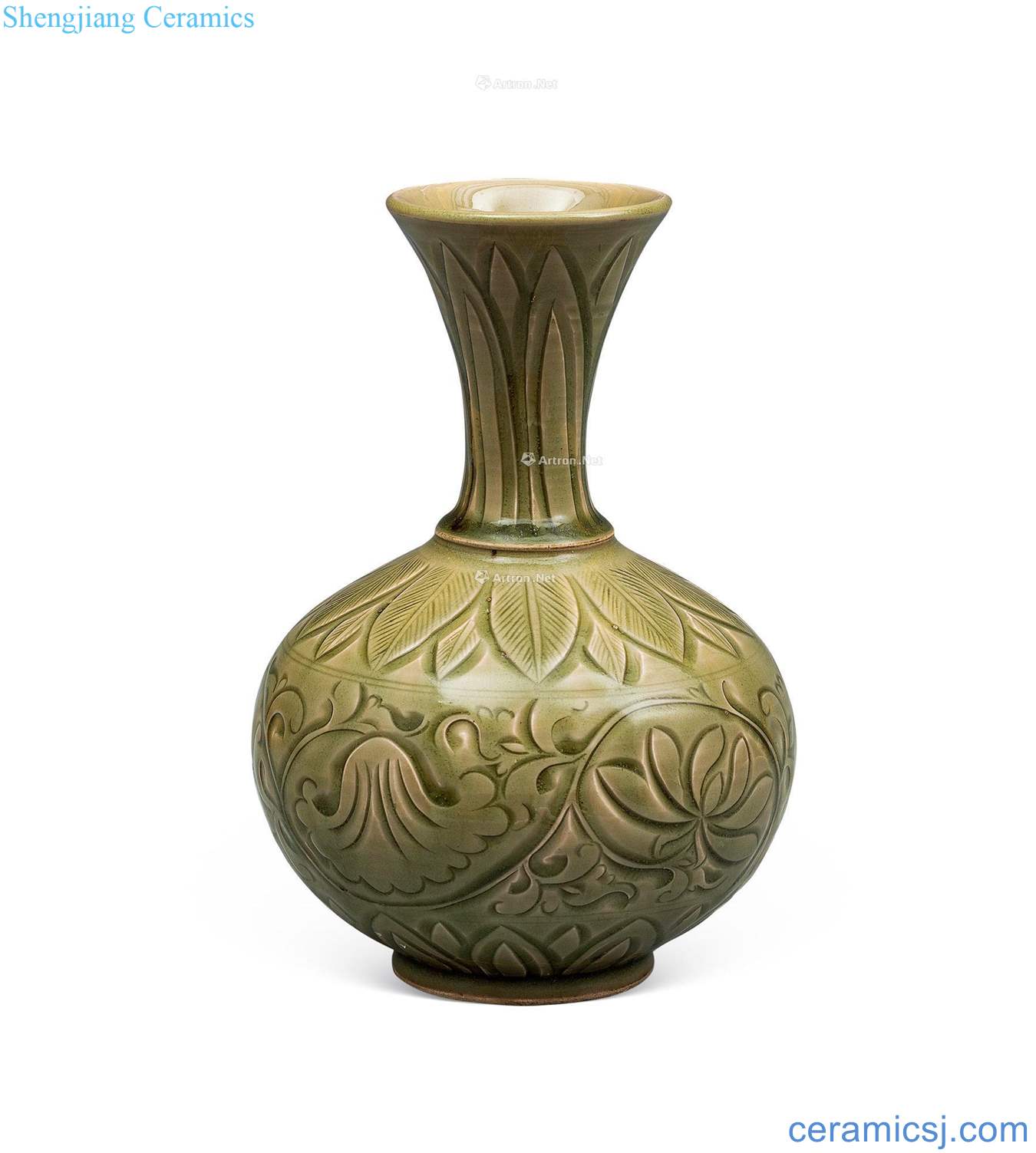 Song and yuan Yao state kiln carved flowers water-wave bottles