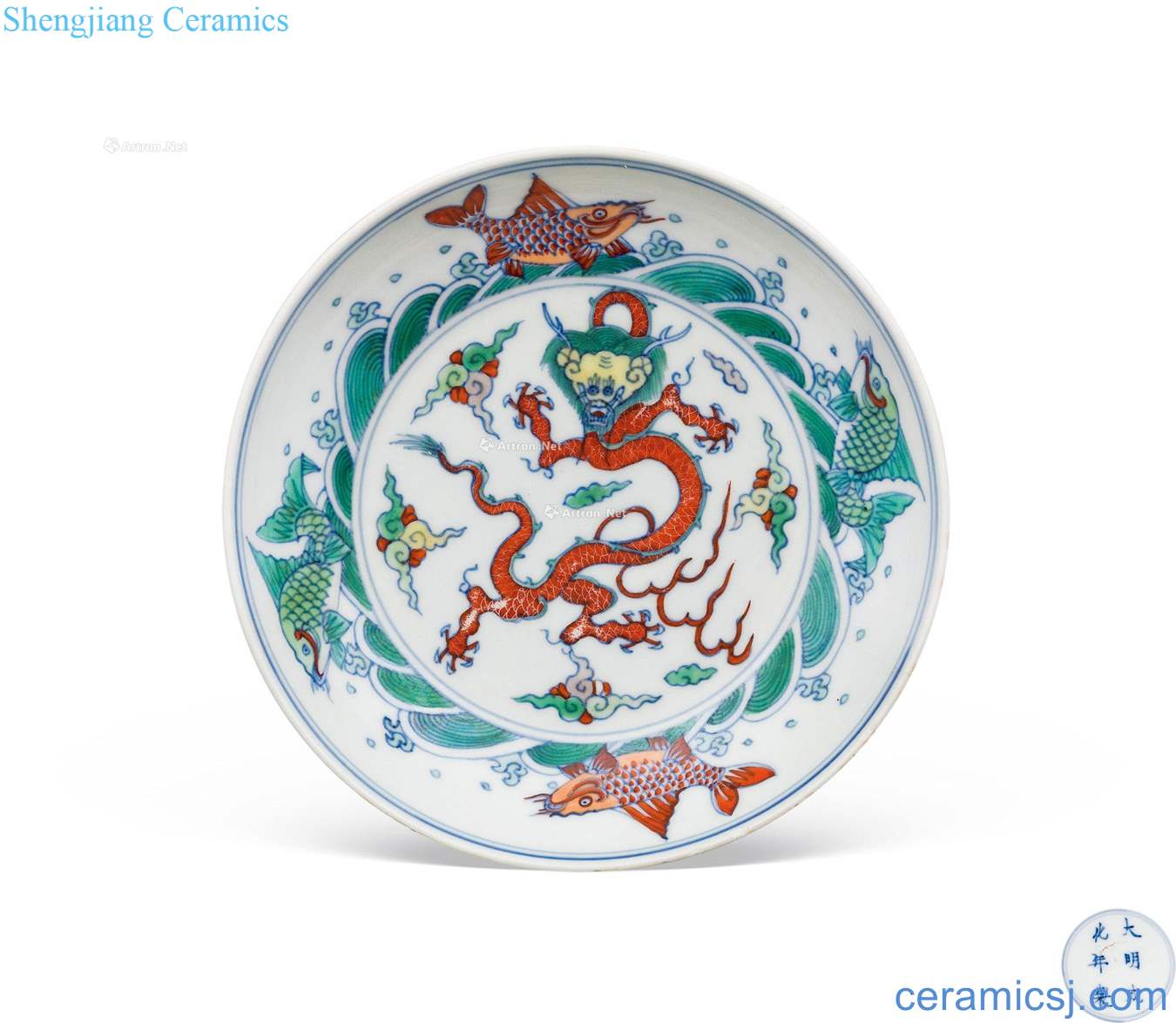 The qing emperor kangxi chenghua dragon fights the color plate type of fish