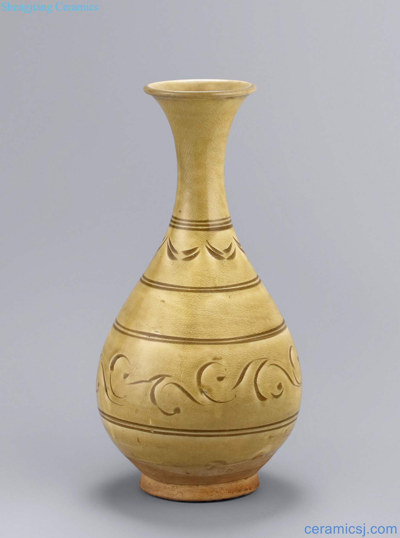 Yuan (1271-1368), blue glaze score okho spring bottle