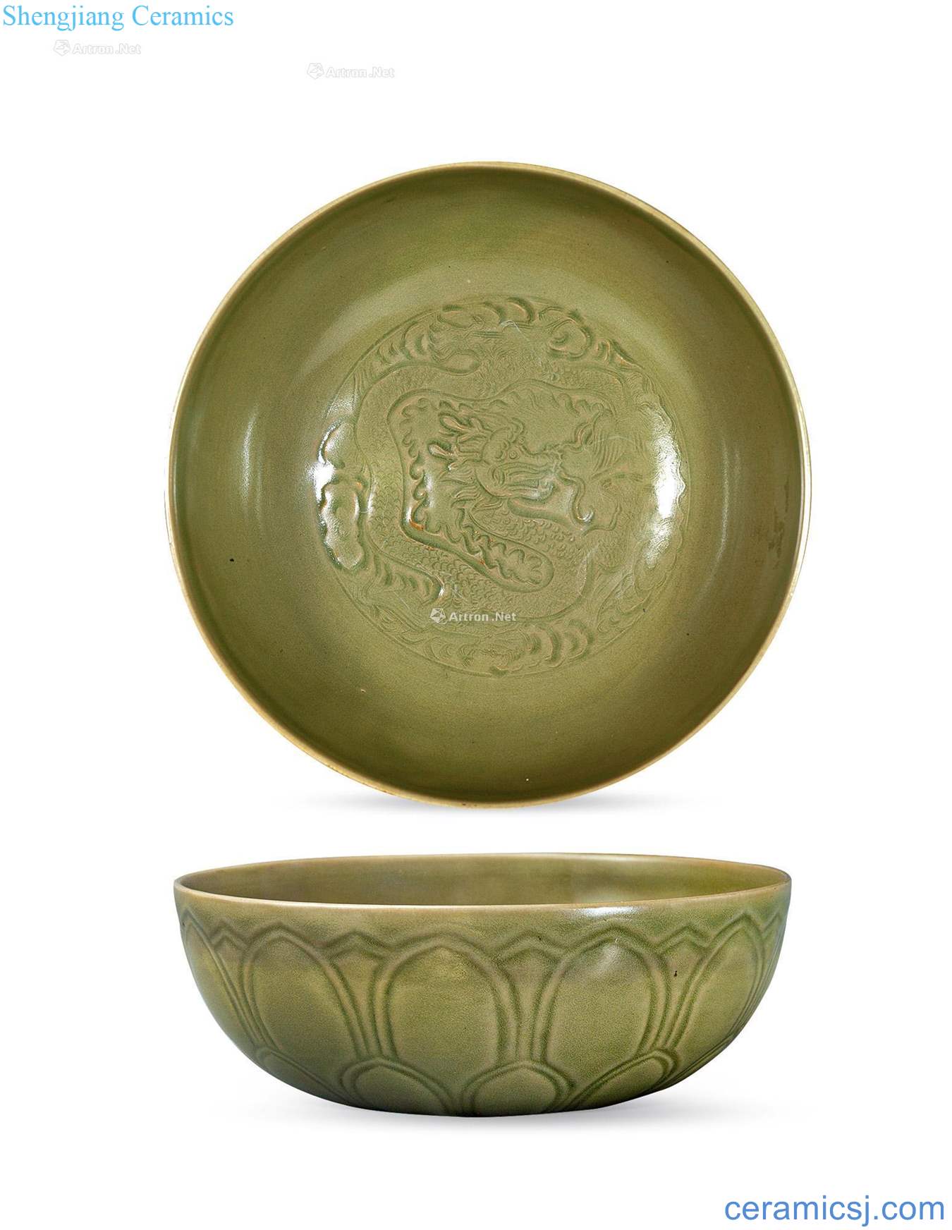 The five dynasties, the dragon kiln described lotus petals green-splashed bowls