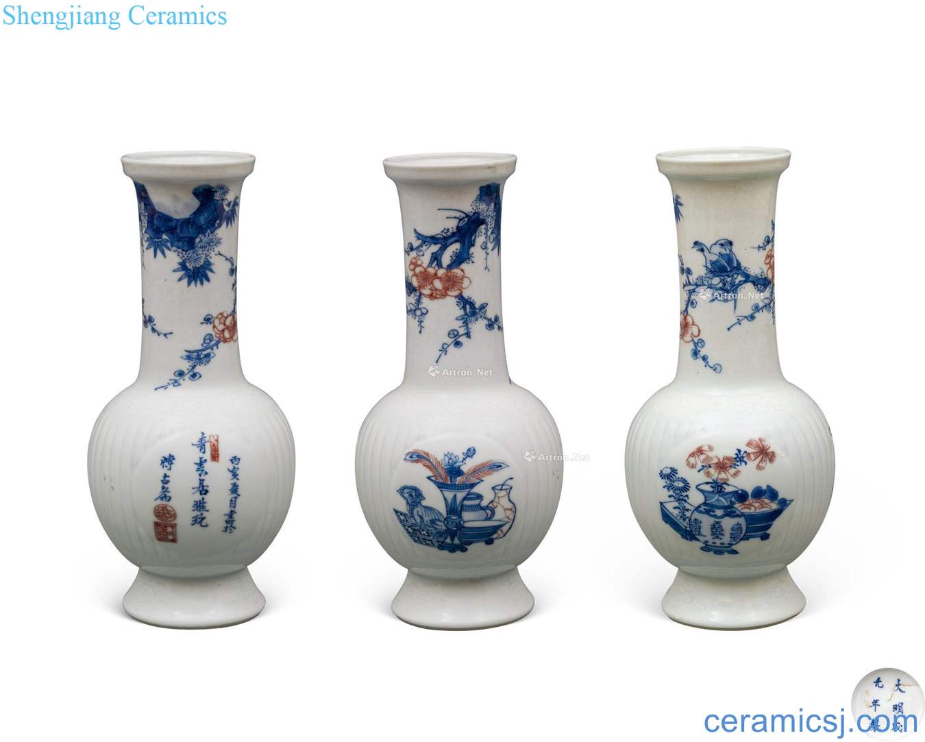 The qing emperor kangxi Blue and white youligong melon leng the flask
