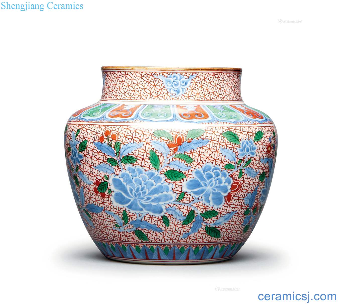 Early qing colorful "money" to "lotus flower" grain tank