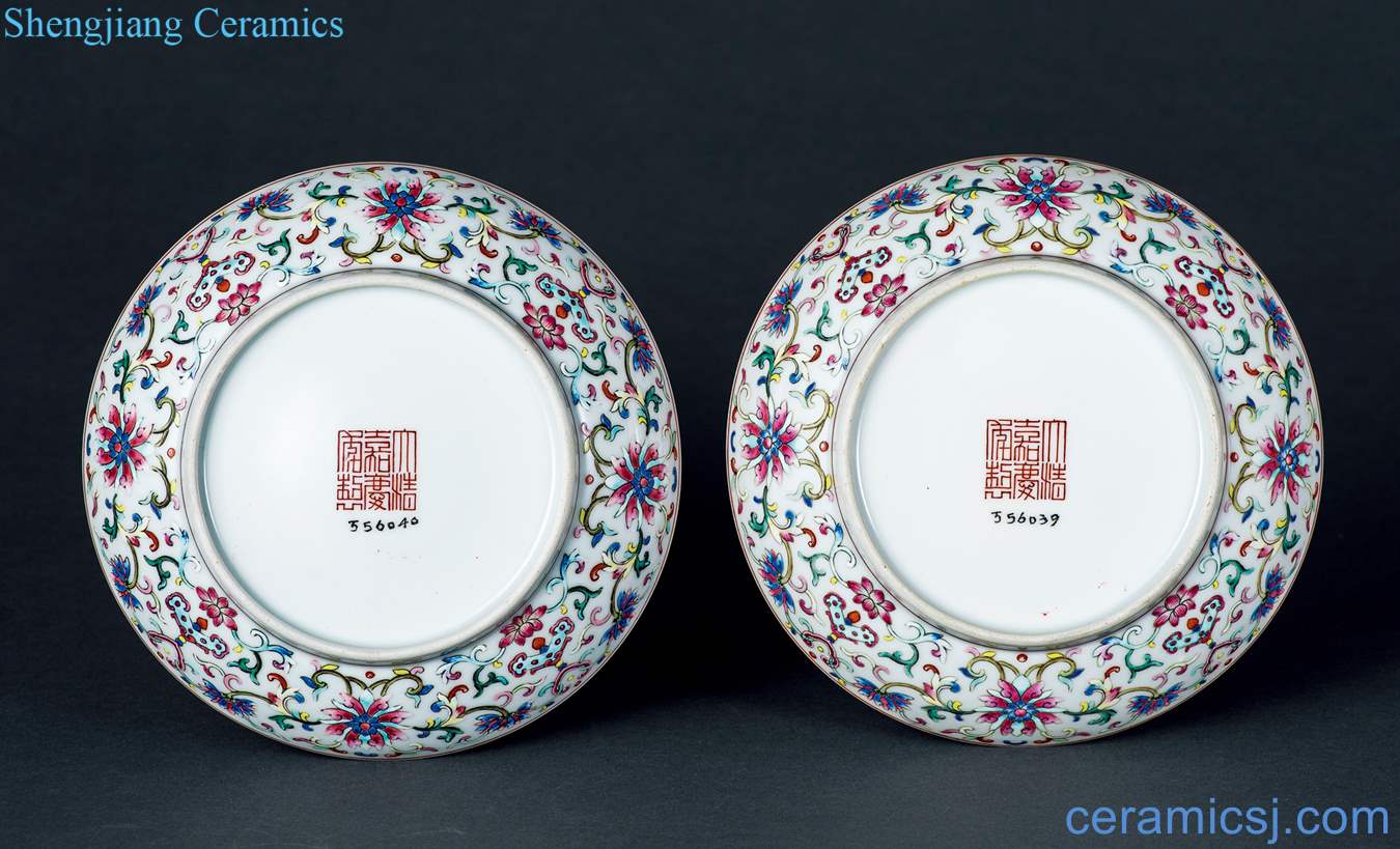 Qing jiaqing pastel flowers wufu hold long-lived plate (a)
