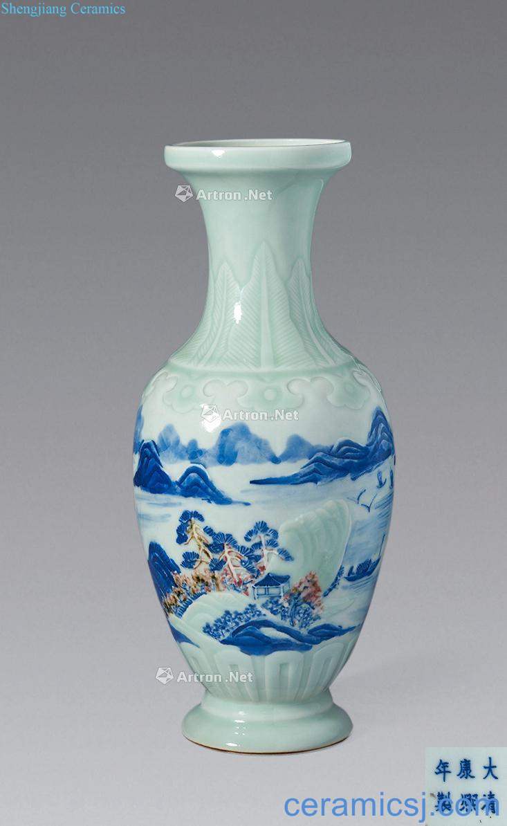 Qing dynasty blue-and-white youligong hongshan water bottles