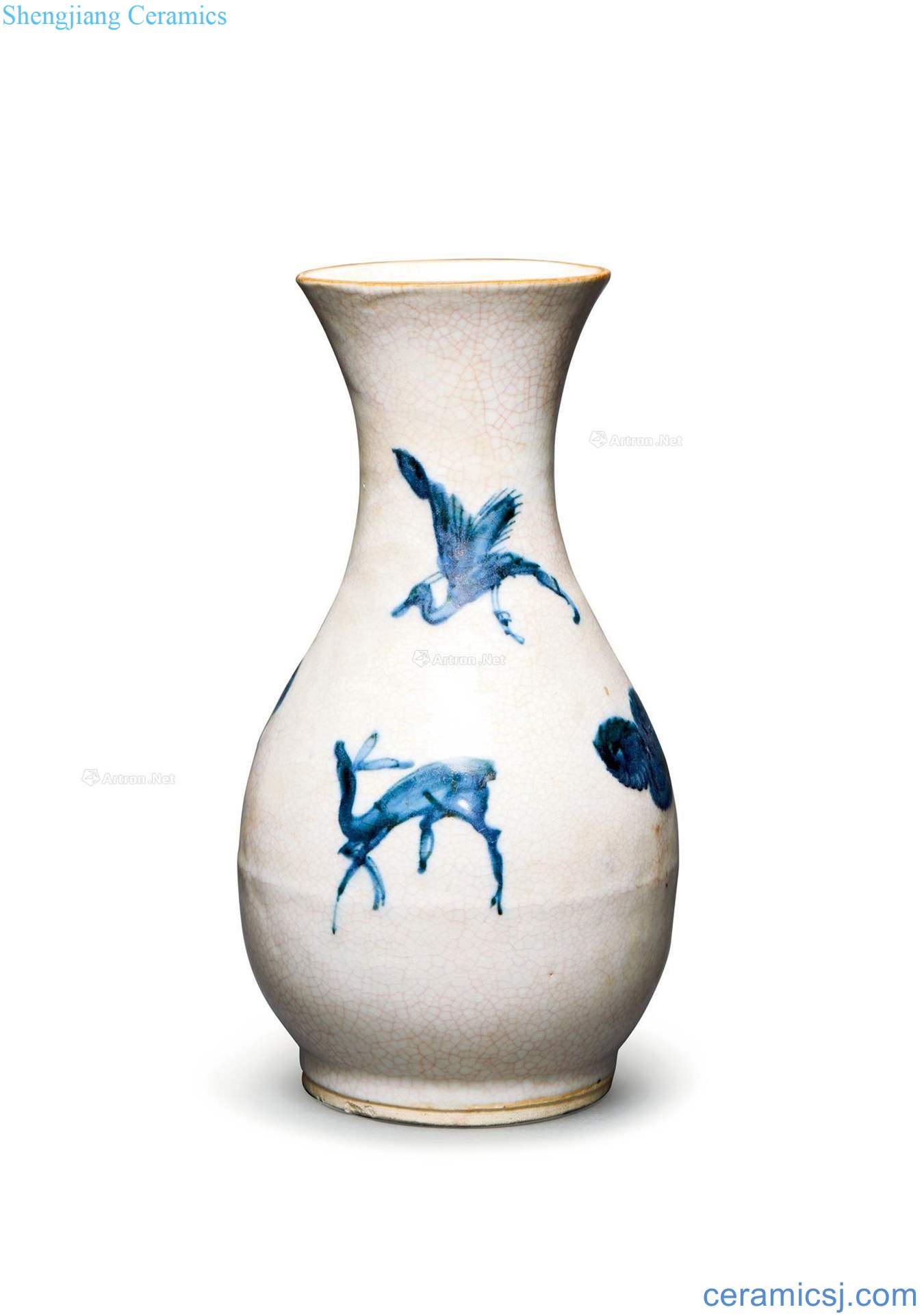 Ming wanli Elder brother kiln porcelain bottle "crane deer with spring"