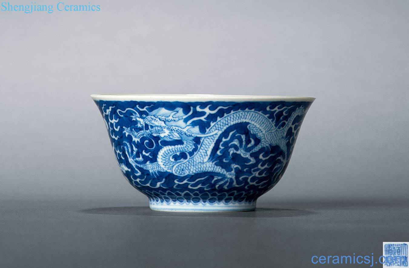 Qing daoguang Blue and white YunLongWen bowl