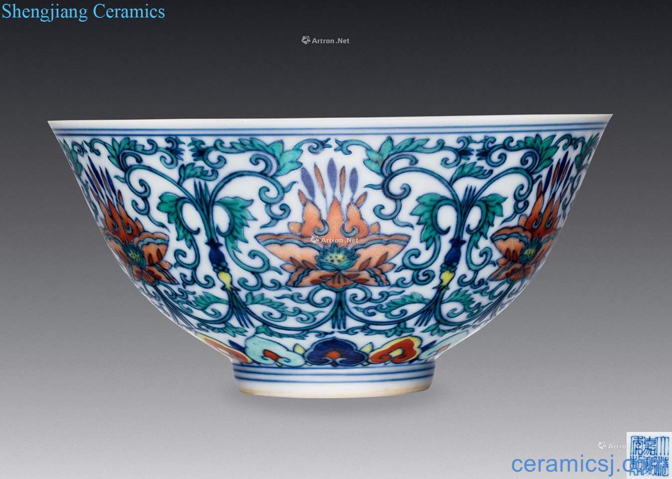 Qing jiaqing bucket color flower green-splashed bowls