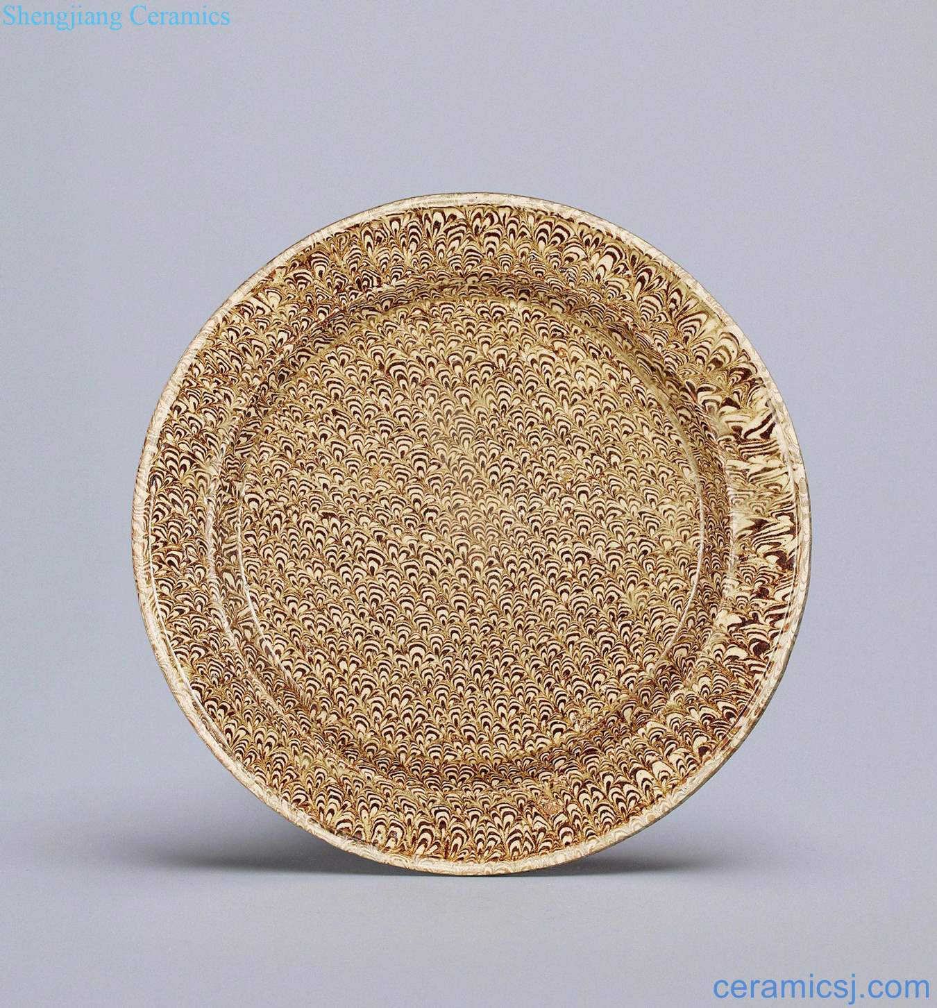 Northern song dynasty (960-1127) and gold (1115-1234) in meiyukou tangyan kiln twisted placenta feather grain fold along the plate