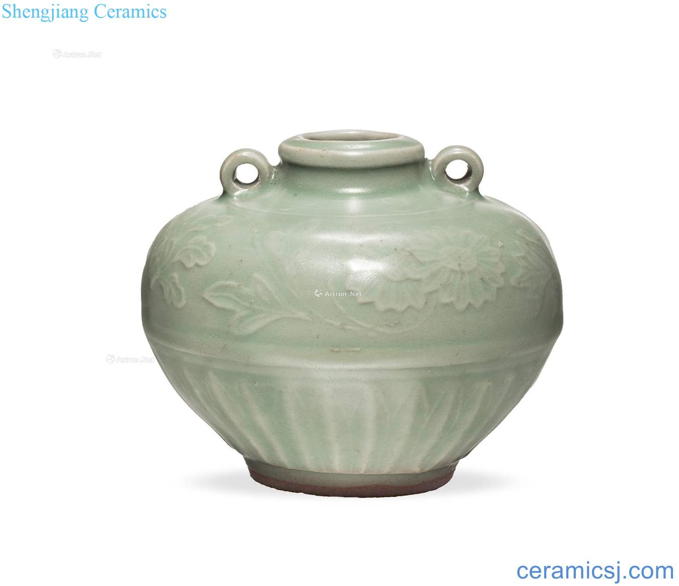 yuan Longquan green glaze flower grain double tank