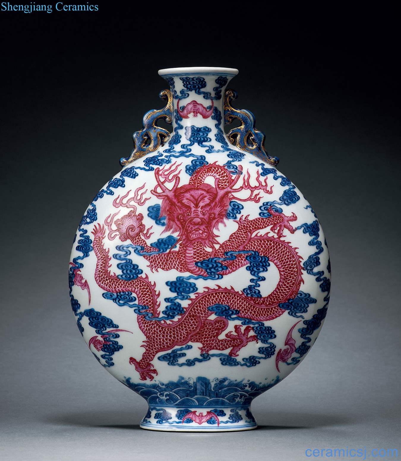 Qing qianlong blue-and-white rouge hose lines on bottles