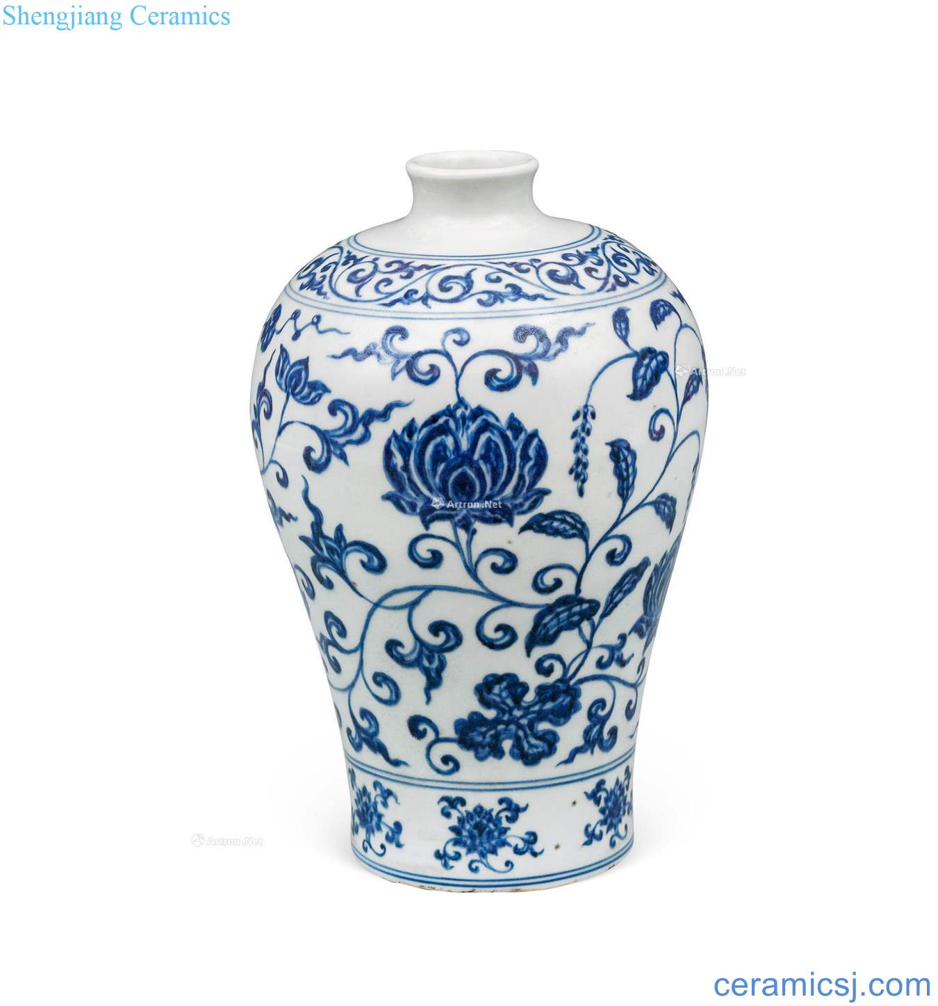 Ming yongle Blue and white tie up branch grain mei bottle