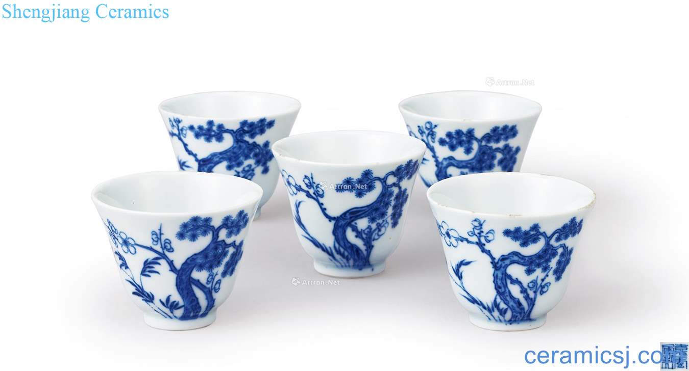 Qing jiaqing porcelain cup five guests
