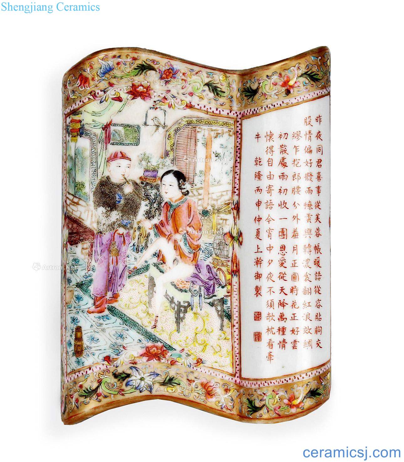 Qing qianlong enamel paint poetry collections of the hanging wall