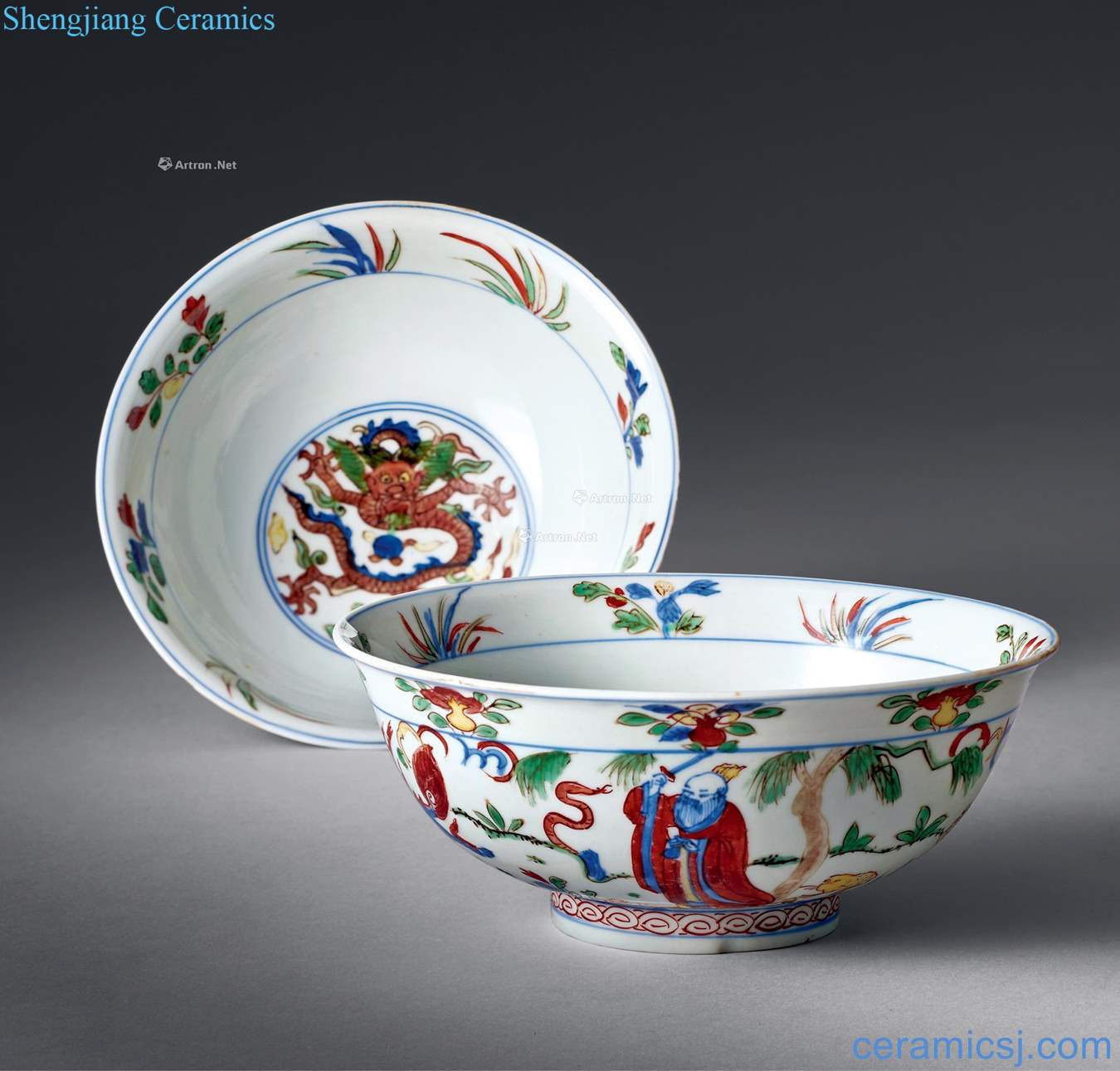 Ming wanli Blue and white color zhang tianshi sword cut ruling bowl (a)