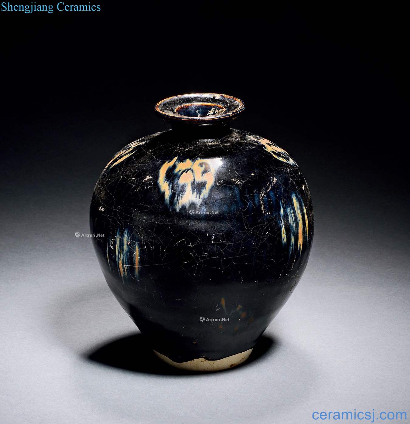 Song dynasty magnetic state kiln is black glaze rust flower bottle