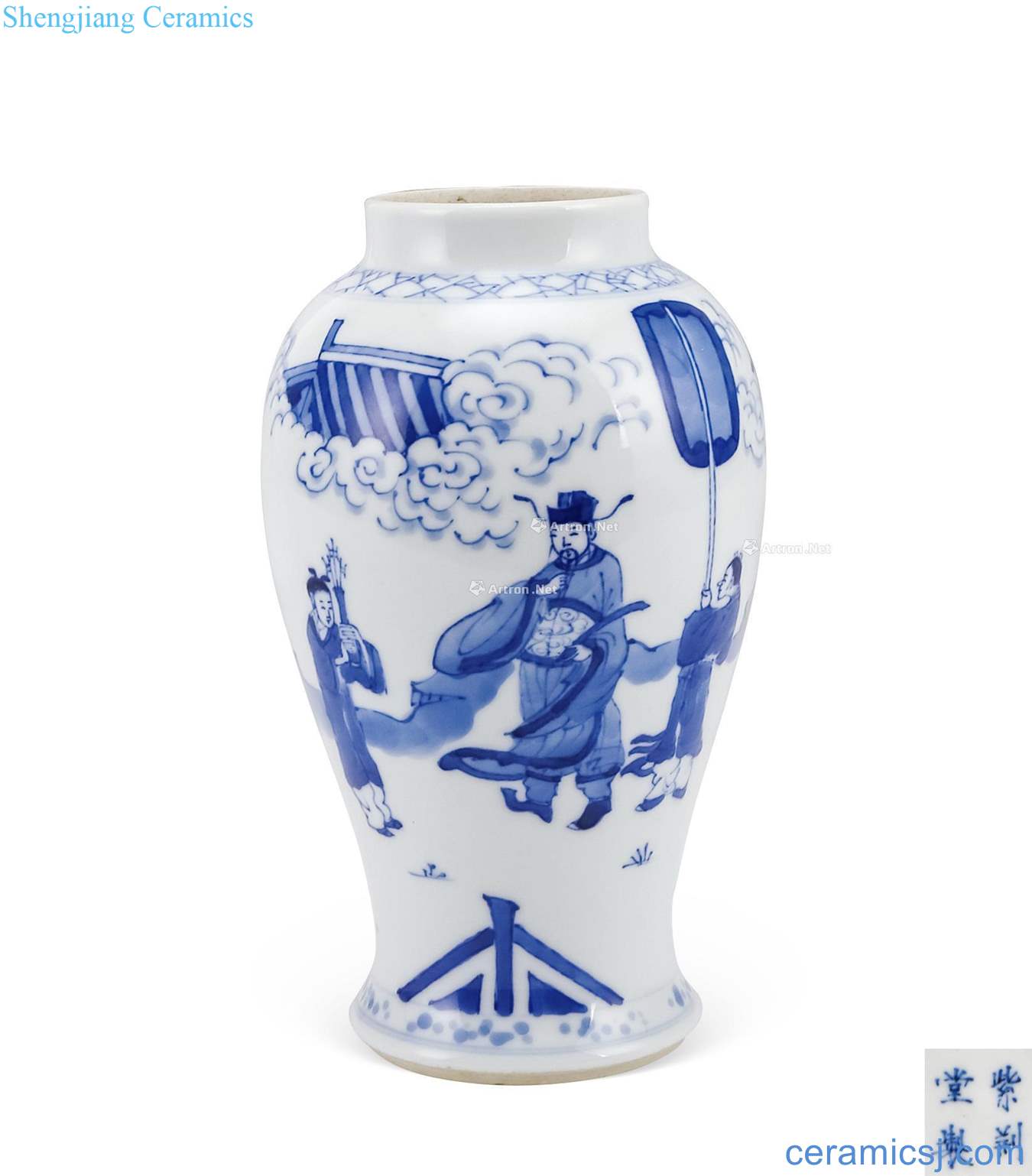 The qing emperor kangxi Blue and white lotus seed tank