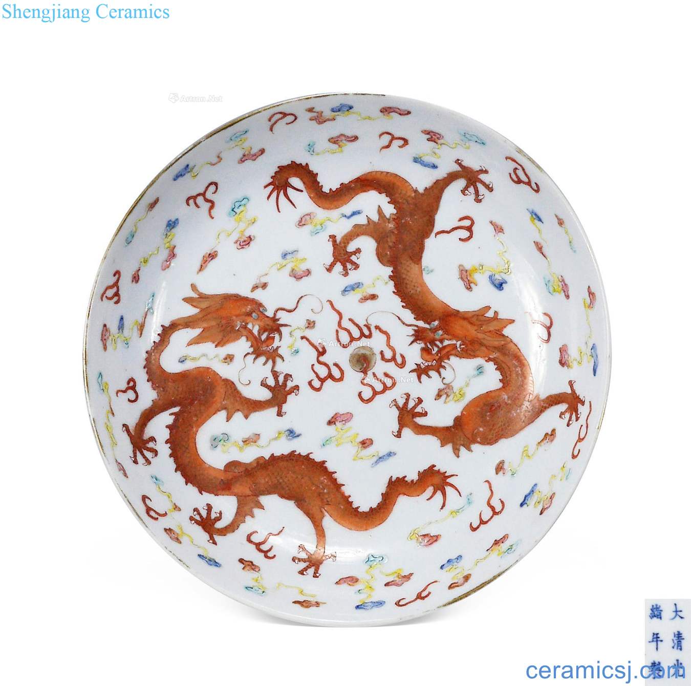 Guangxu pastel ssangyong's plate