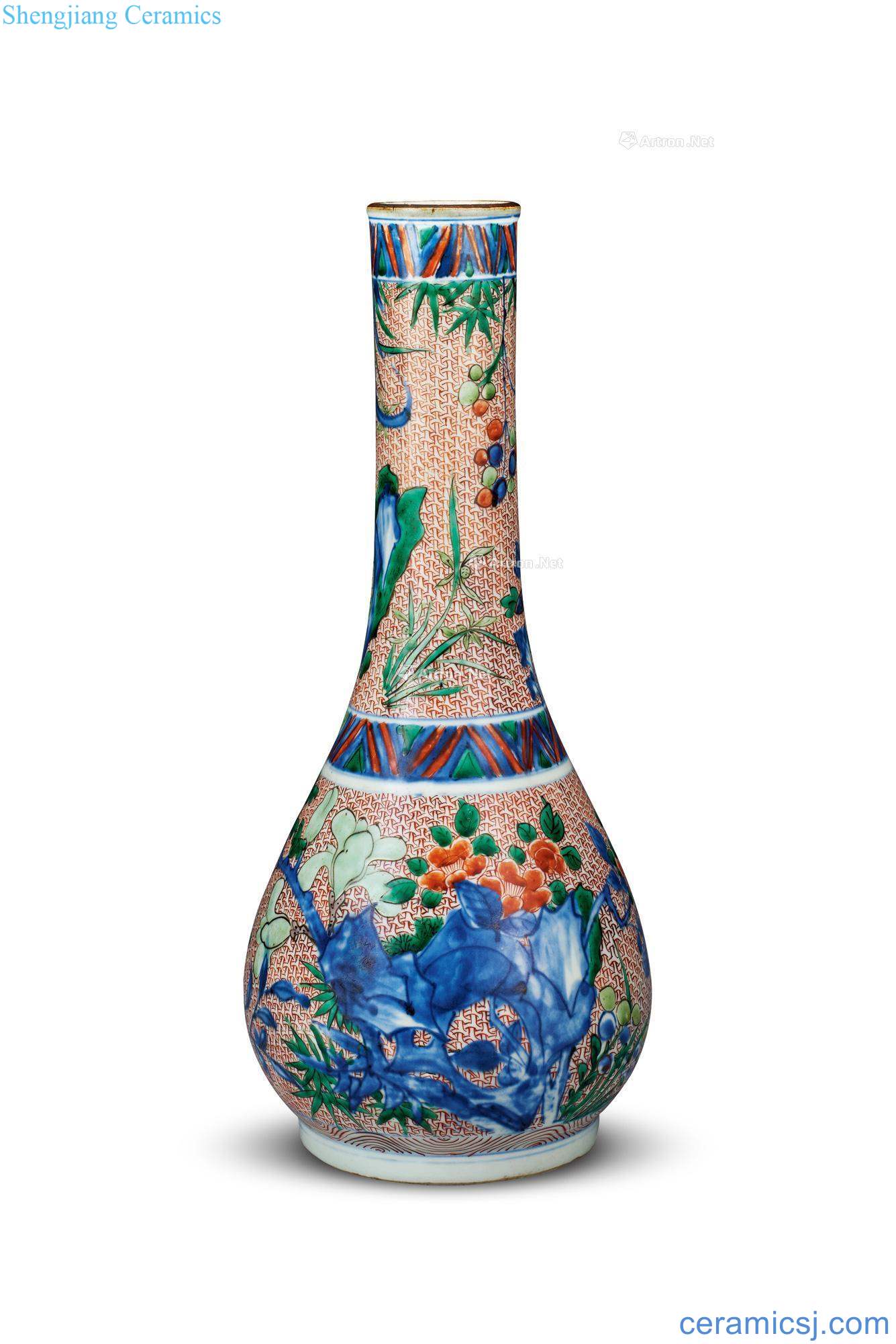 The qing emperor kangxi colorful brocade flower grain to the flask