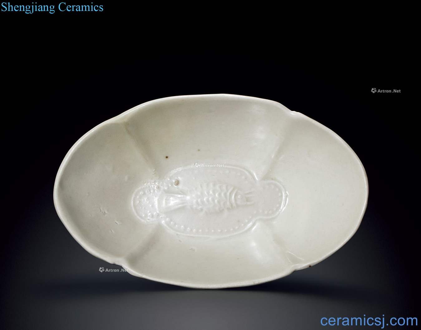 - the five dynasties late tang dynasty xing kiln Hitom white glazed fish grain cup mouth