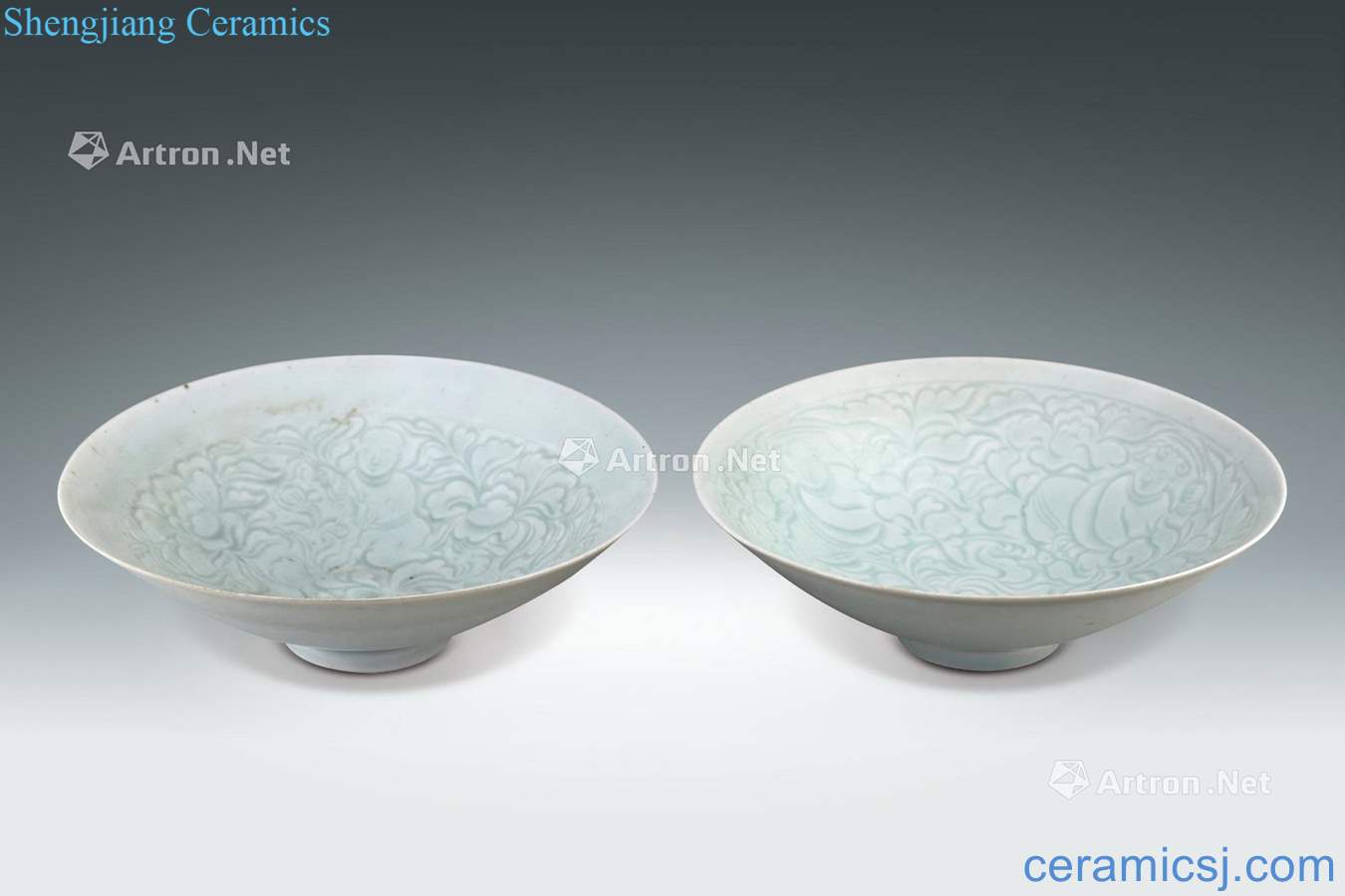 Song blue glaze printing bowl A pair of