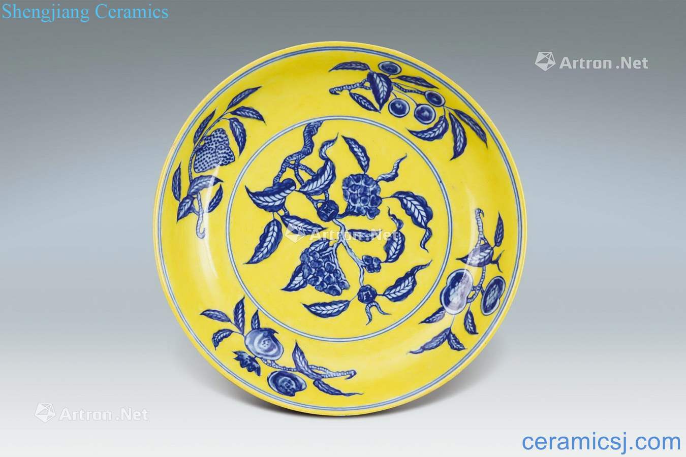 Ming chenghua Yellow blue and white flower tray