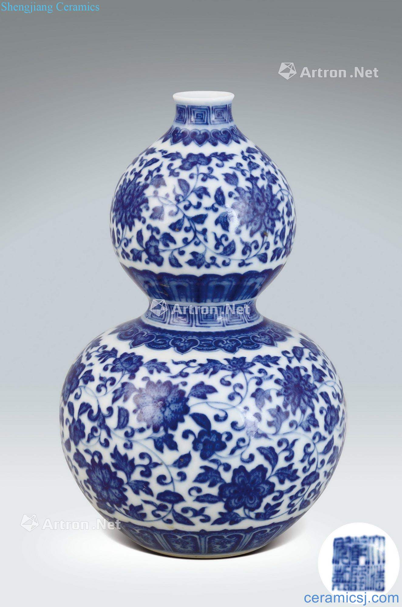 Qing qianlong branch flowers grain bottle gourd