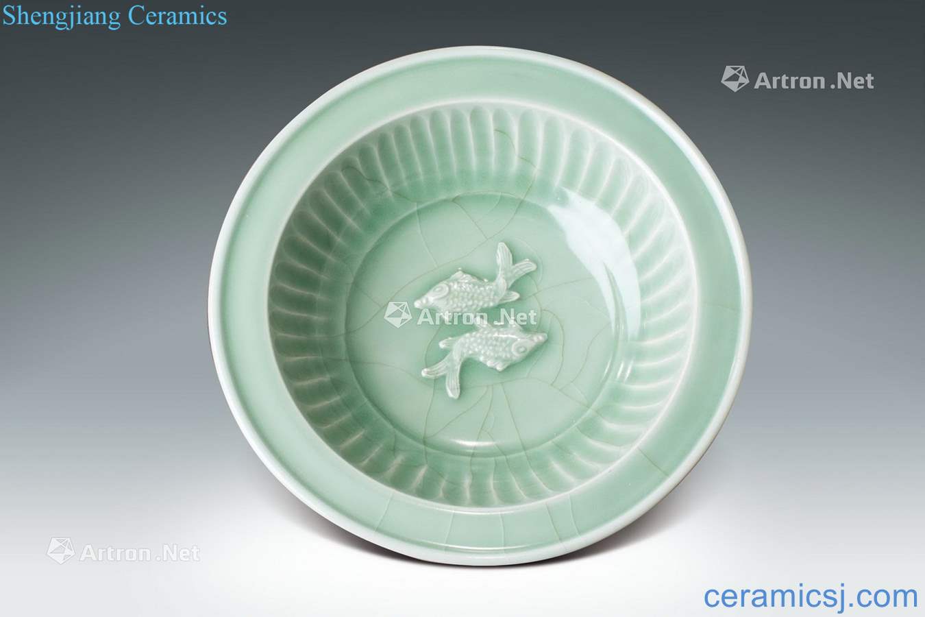 The song dynasty Green glaze Pisces tray