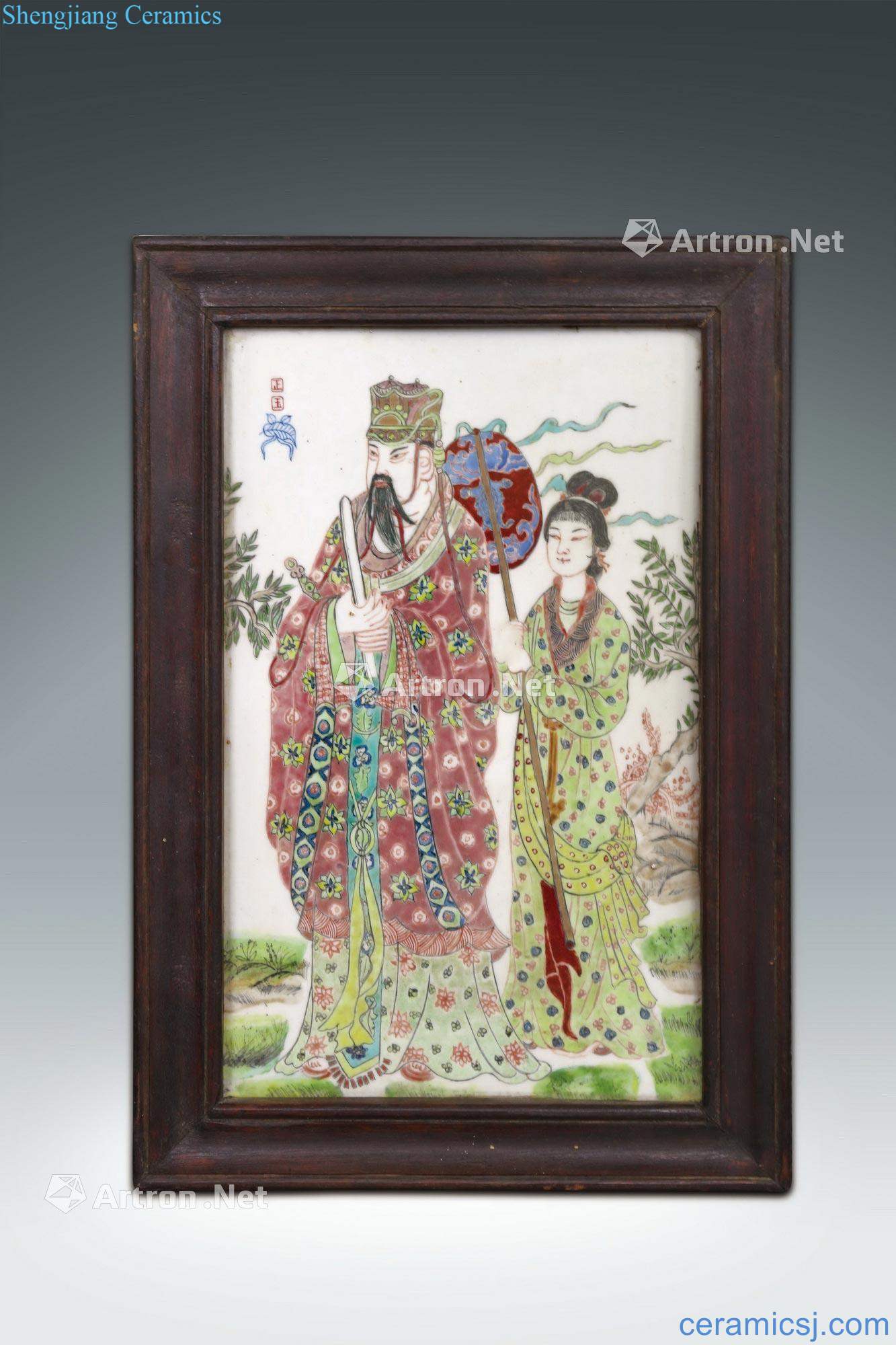 Qing wen porcelain plate painting colorful characters