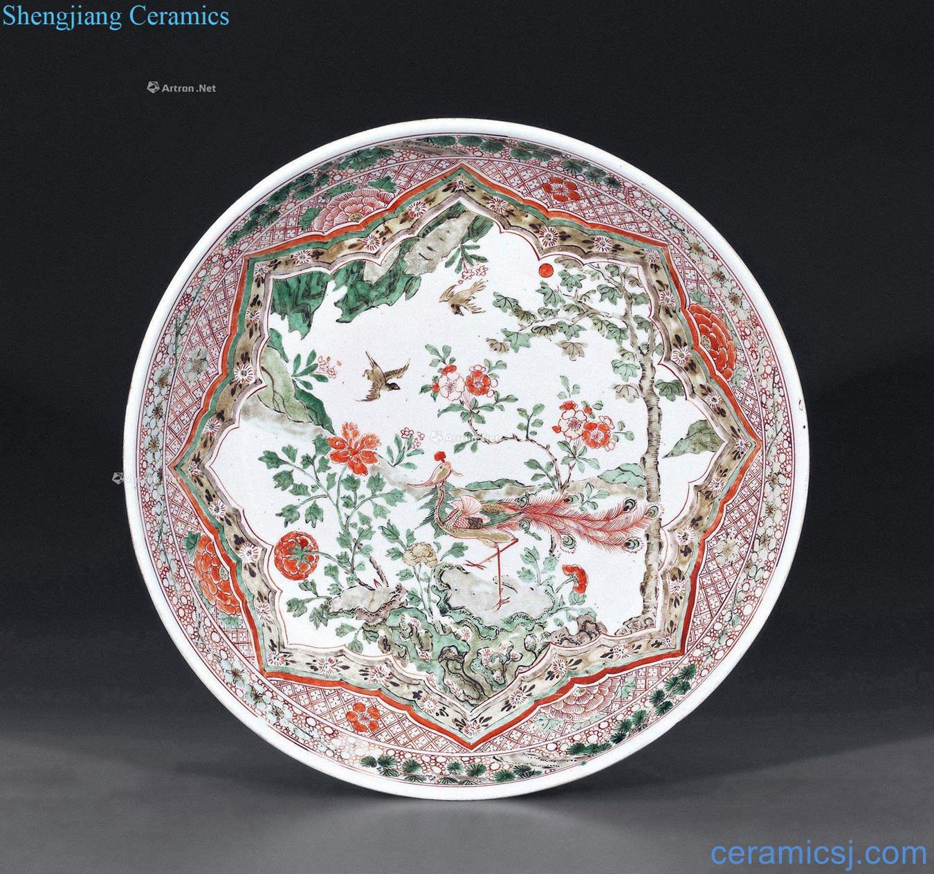 The qing emperor kangxi colorful brocade medallion flower-and-bird tray