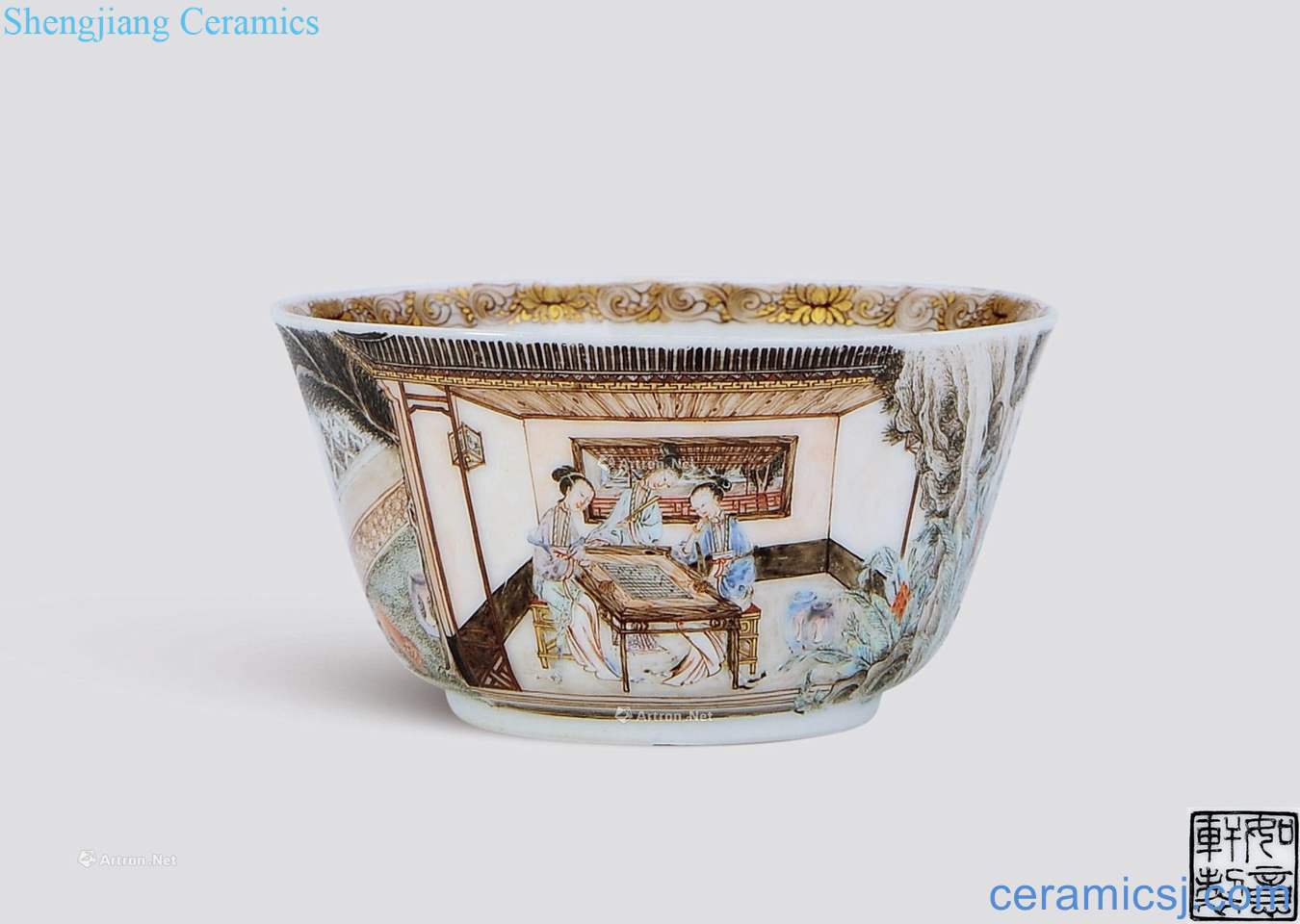 Qing dynasty in the 18th century the pavilions, coloured drawing or pattern had a small cup