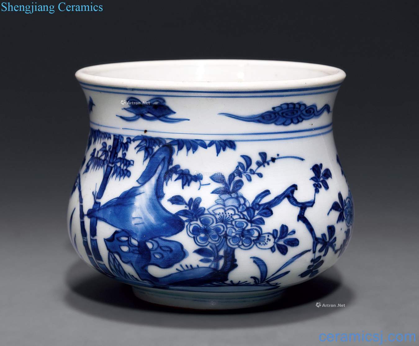 The qing emperor kangxi Blue and white flower on grain small furnace