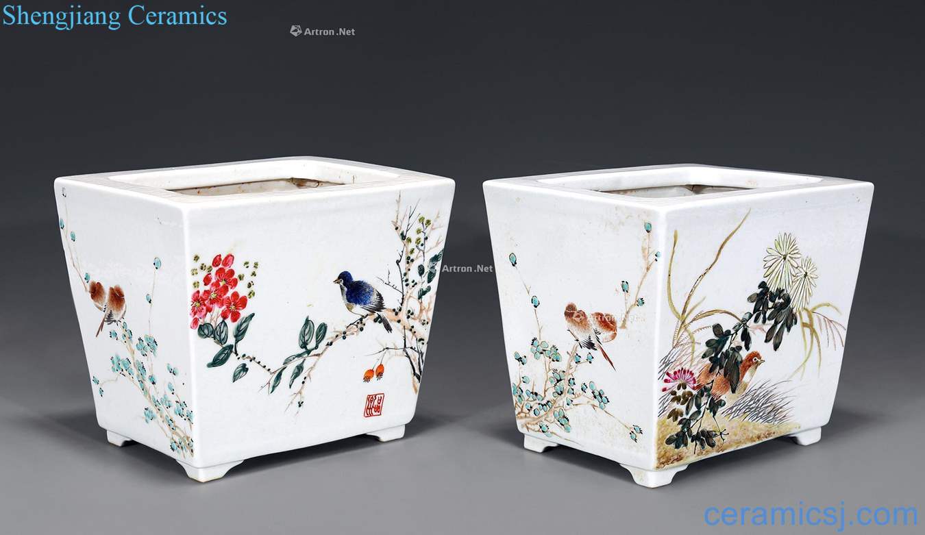 Jin Pinqing Powder enamel grain flowerpot (a)