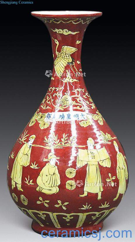 Ming jiajing Red rehmannia glaze jade spring bottle