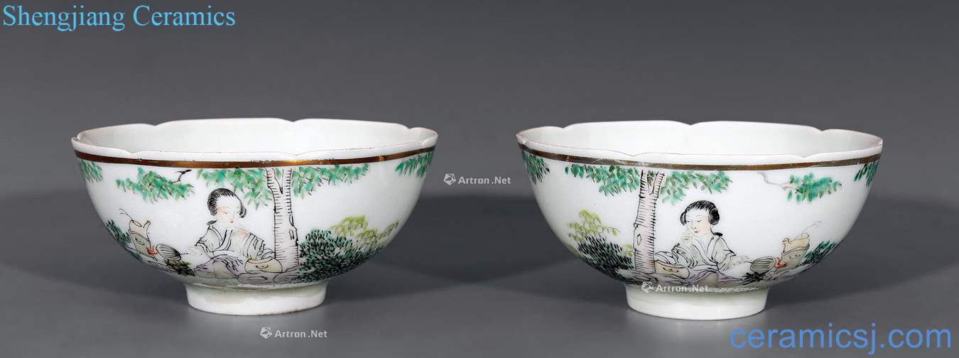 Wu Shaofeng pastel character wen qing flower mouth bowl (a)