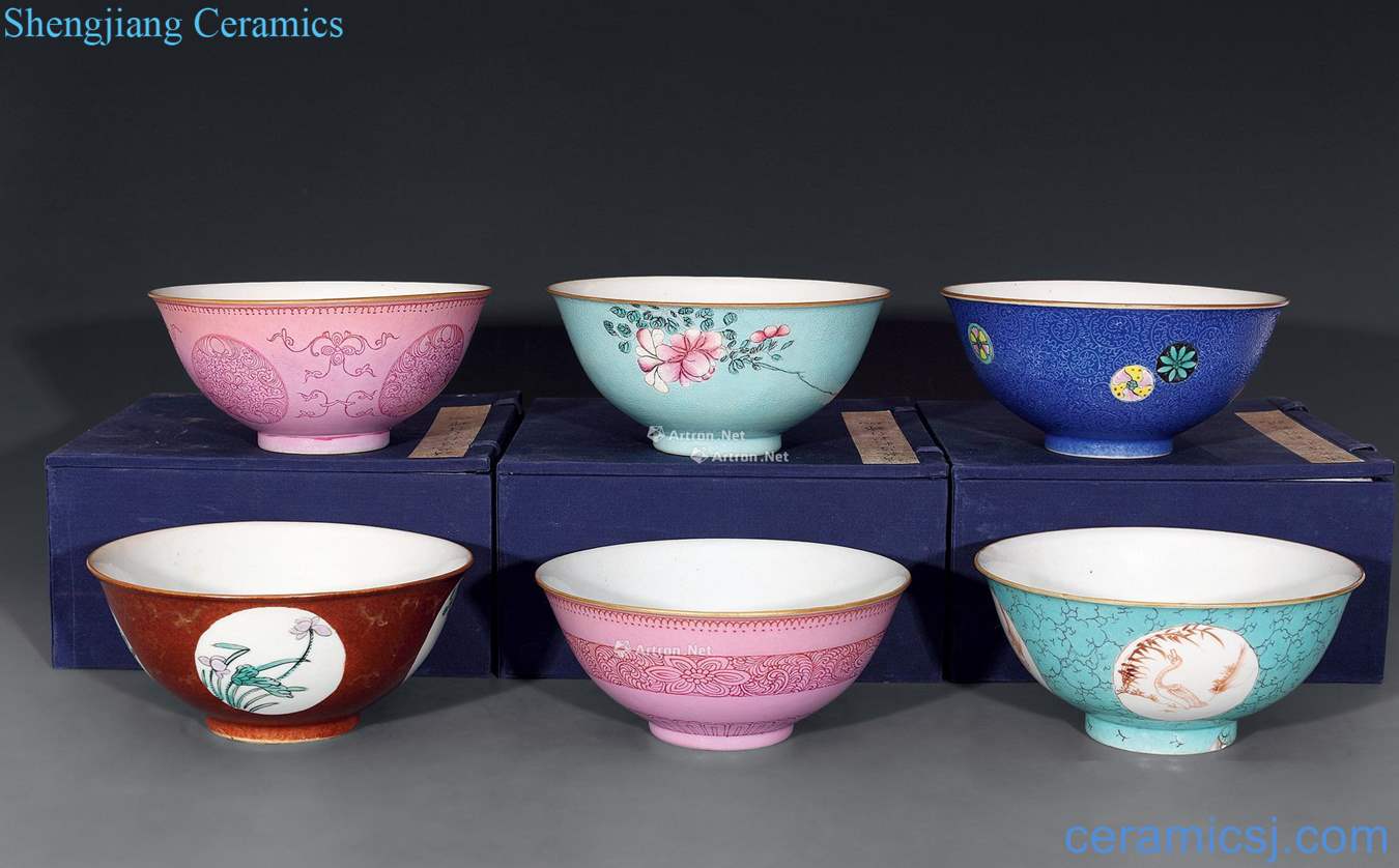 Qing qianlong, jiaqing pastel assorted bowls (six)