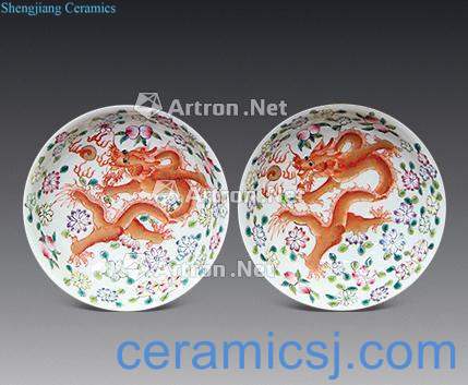 Qing qianlong pastel brahman red dragon grain dab of (a)