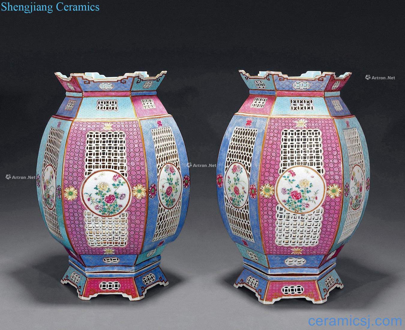 Clear pastel kam to medallion flowers lines engraved look palace lantern (a)