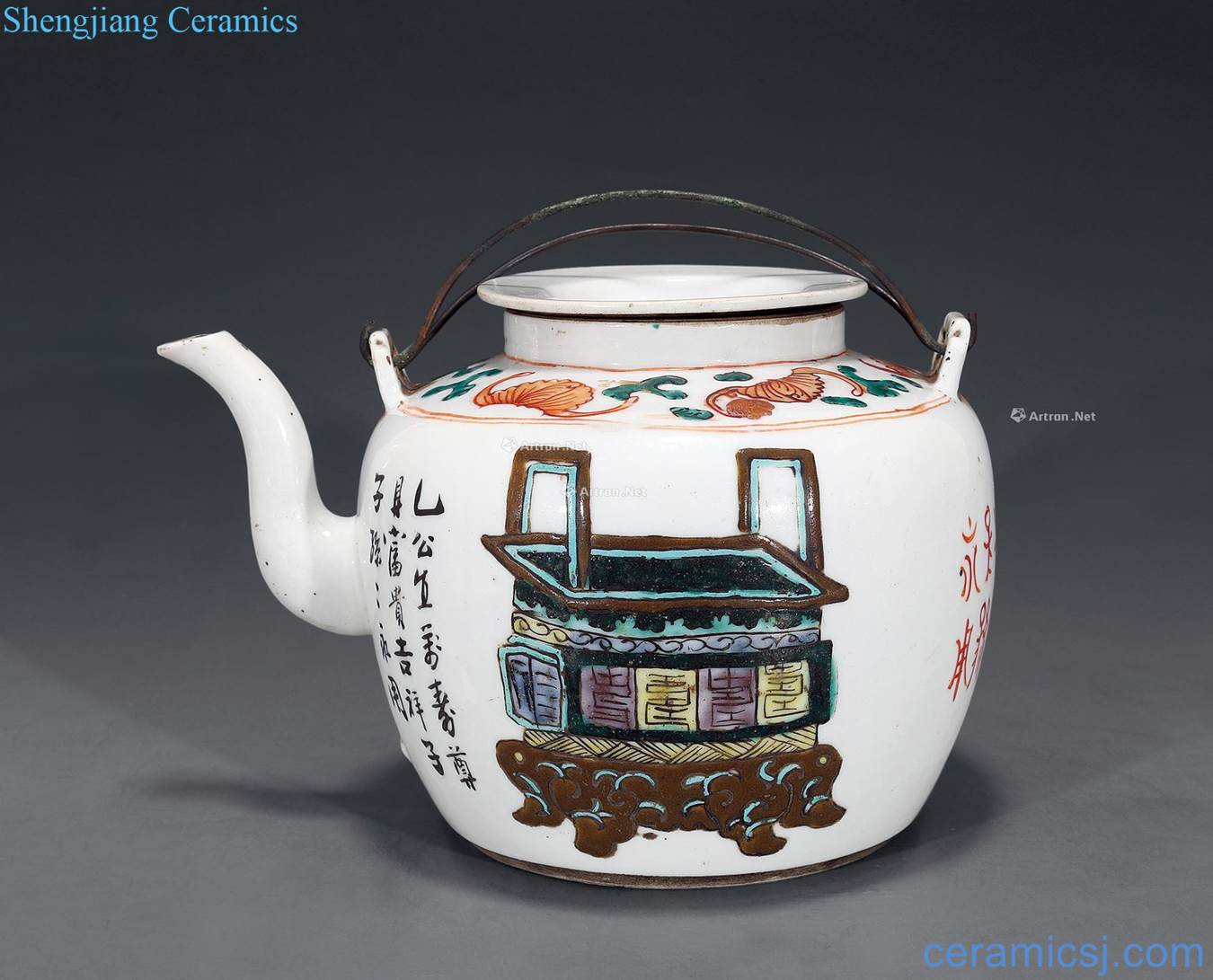 Clear pastel antique teapot lines