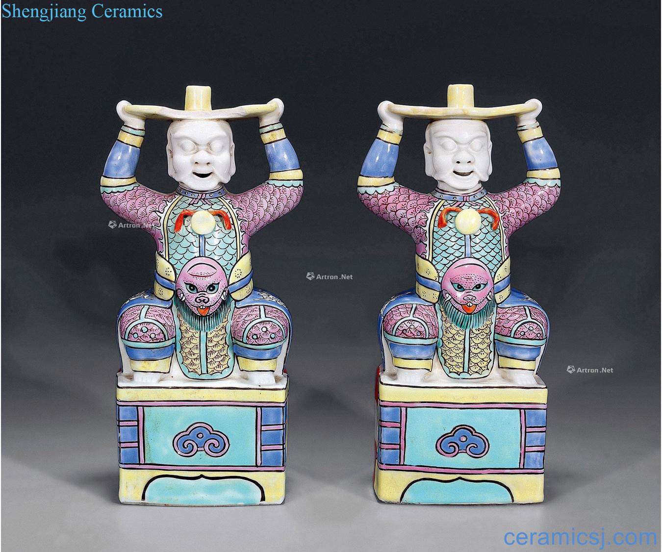 Qing yongzheng pastel conference semifinals present a treasure candlestick (a)