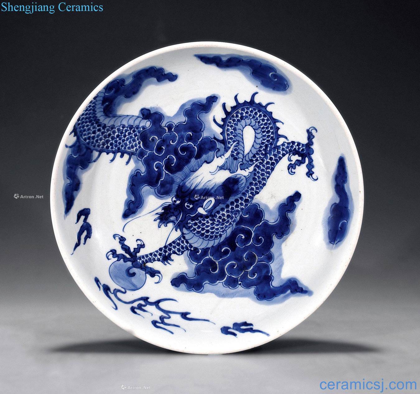 qing Blue and white dragon wall plate
