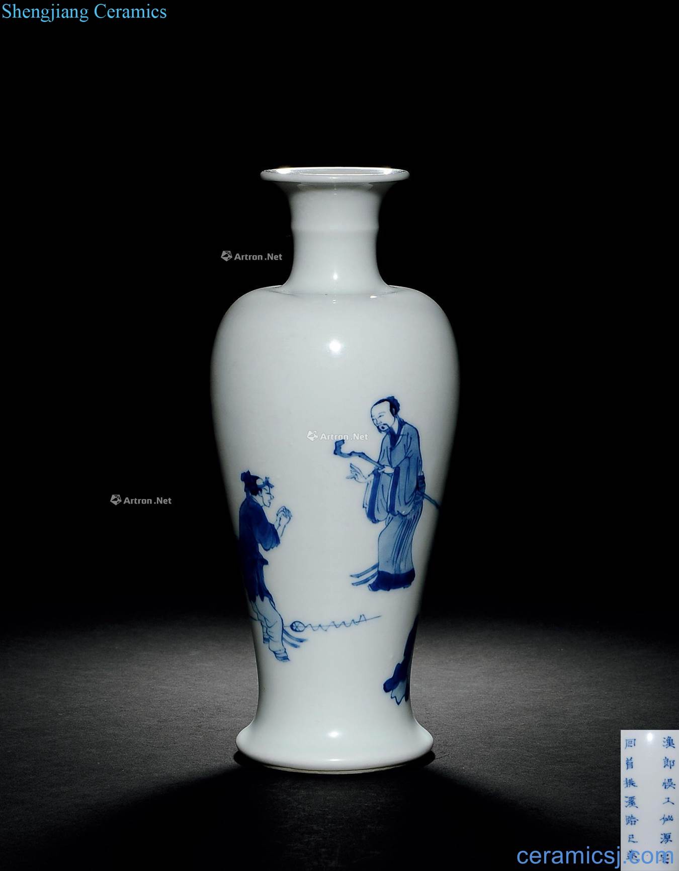 The qing emperor kangxi Blue and white peach garden remember goddess of mercy bottle