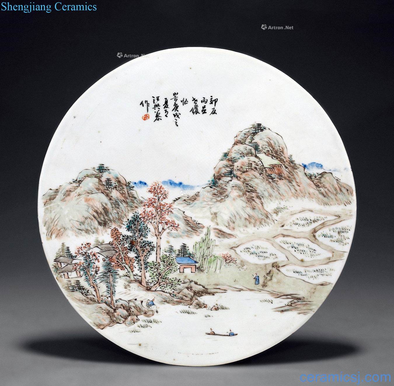 Wang Zhao li Light purple color landscape porcelain plate