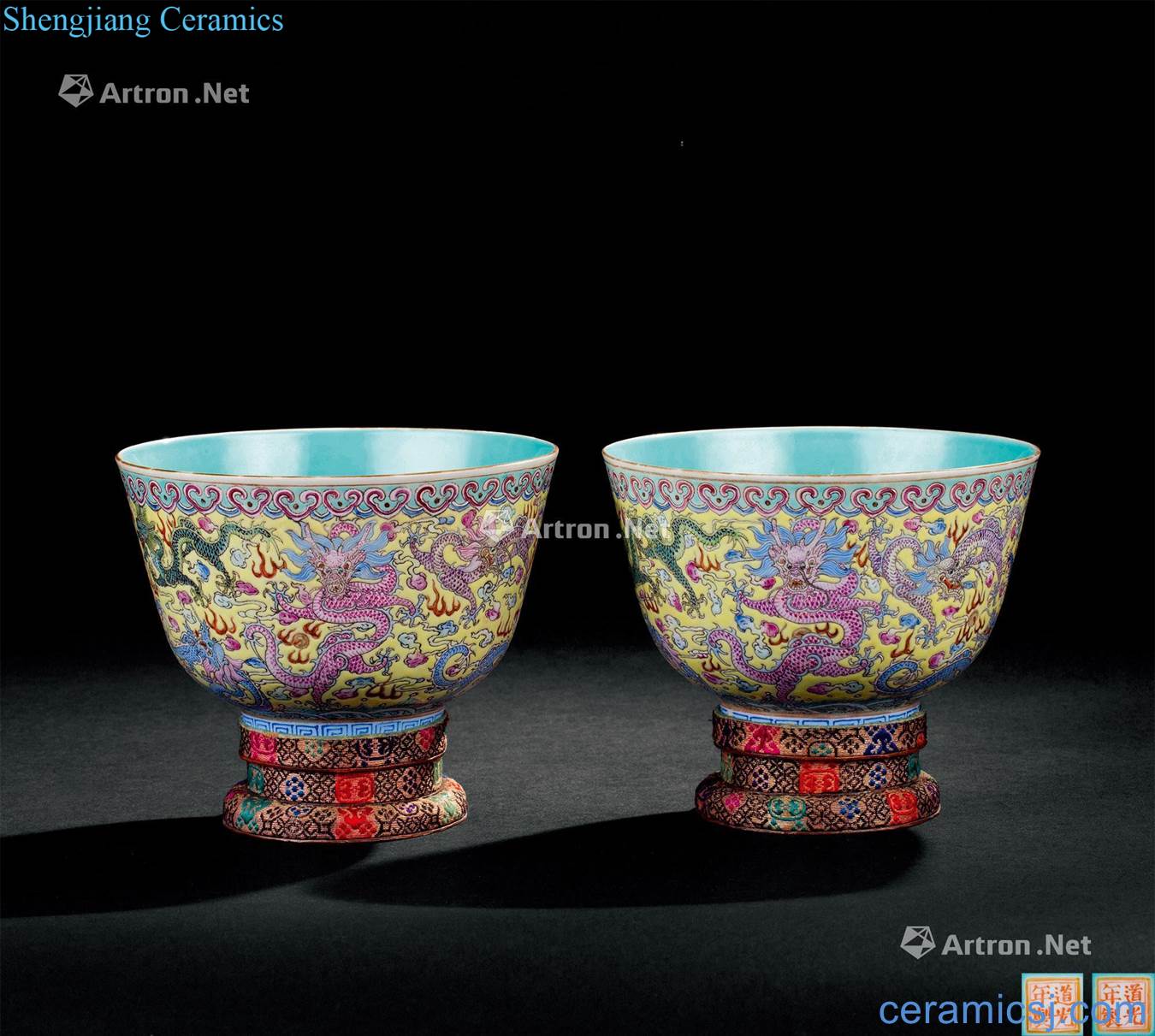In the qing dynasty (1644-1911), pastel dragon bowl (a)