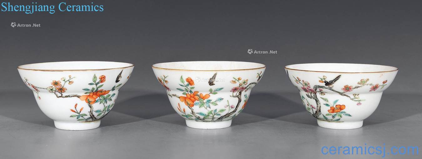 Black powder enamel lines or bowl (three)