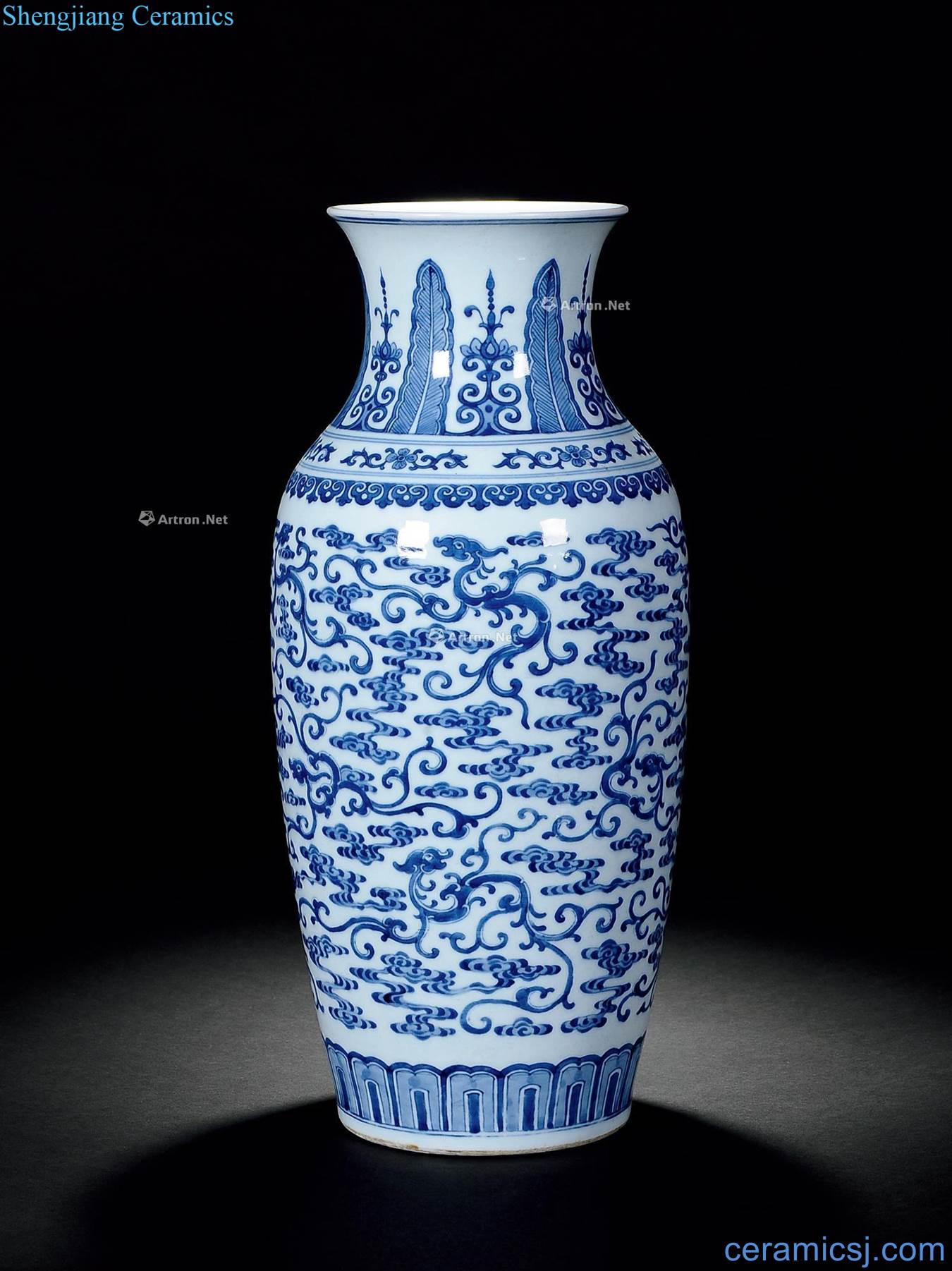 Qing qianlong Blue and white dragon bottle