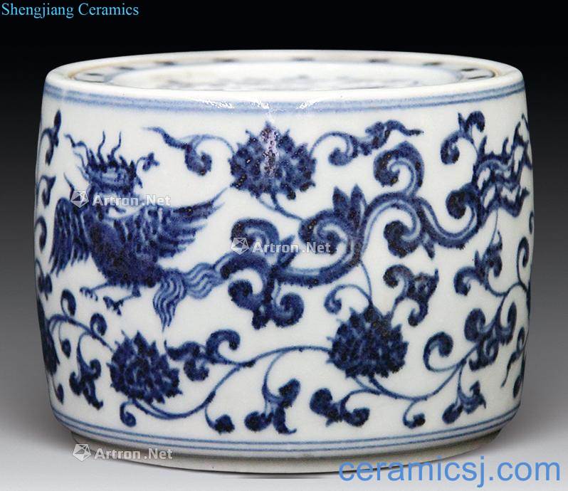 Ming xuande Blue and white grain flower cans crickets